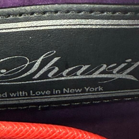 Vintage Sharif Red Black Eye Appliqué Crossbody Bag Faux Fur Leather 8x11 - Picture 6 of 9